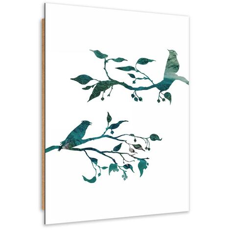 Quadro deco panel, Uccelli su ramoscelli - 60x90