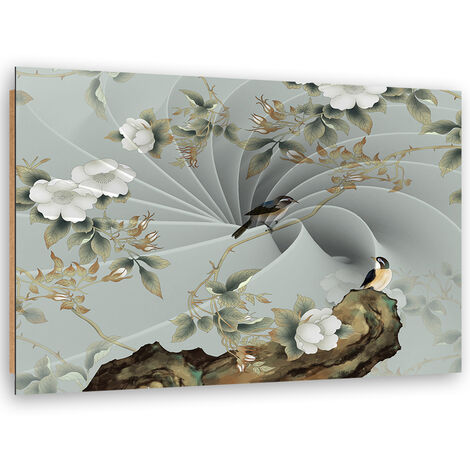 Quadro deco panel, Uccello su un ramo - 100x70