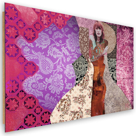 Quadro deco panel, Una donna su uno sfondo decorativo - 60x40