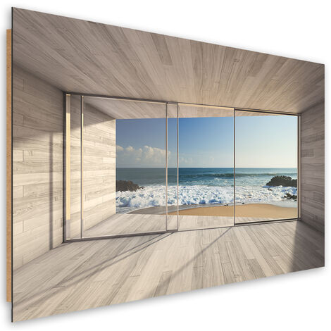 Quadro deco panel, Vista mare dalla finestra - 100x70