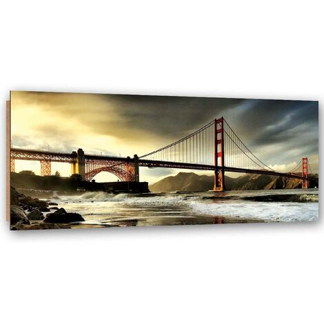Quadro deco panel, Vista sul ponte di Brooklyn - 150x50