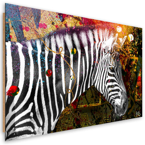 Quadro deco panel, Zebra su uno sfondo colorato - 100x70