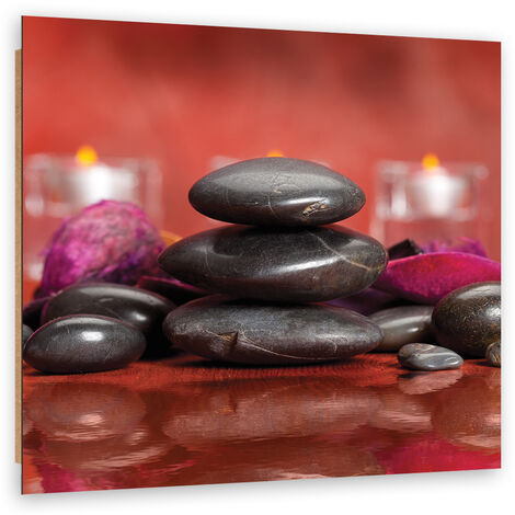 Quadro deco panel, Zen pietre su uno sfondo rosso - 30x30