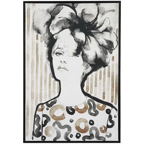 Quadro Decorativo Stampa con Cornice 63 x 93 cm Stile Retro Nero e Marrone Nicosia - Nero