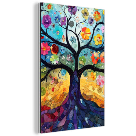 QUADRO DI METALLO Arte - Albero della vita - Fiori - Hippie 60x90 cm
