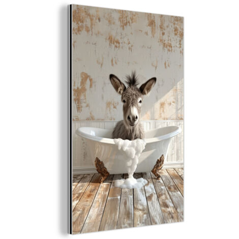 QUADRO DI METALLO Asino - Animali - Vasca da bagno - Schiuma 60x90 cm