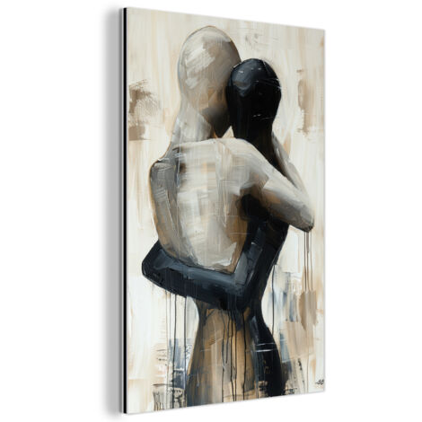 QUADRO DI METALLO Astratto - Amore - Bianco e nero - Moderno 60x90 cm