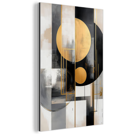 QUADRO DI METALLO Astratto - Oro - Argento - Forme - Estetico - Moderno 60x90 cm