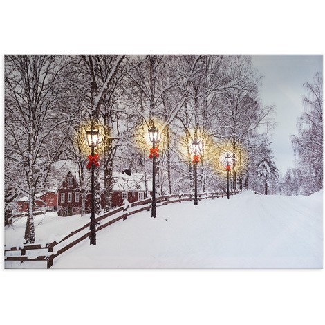 Immagini Paesaggi Natale.Quadro Di Natale A Led Paesaggio Di Neve 60x40