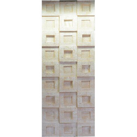Quadro dipinto bianco con quadretti cm 50x150x3/5