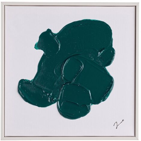 Quadro dipinto trilix verde 30 x 30 su tela dipinta a mano e struttura in legno di pino