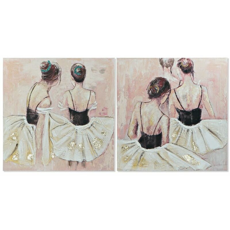 Image of Quadro DKD Home Decor Dancers 100 x 3,5 x 100 cm Ballerina Classica Romantico (2 Unità)