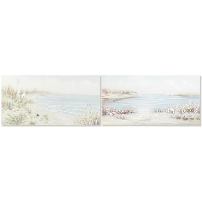 Image of Quadro Dkd Home Decor 140 x 3,7 x 70 cm Spiaggia Mediterraneo (2 Unità)