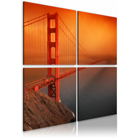 Quadro su tessuto con stecche per poster - golden gate - Verticale 2:1