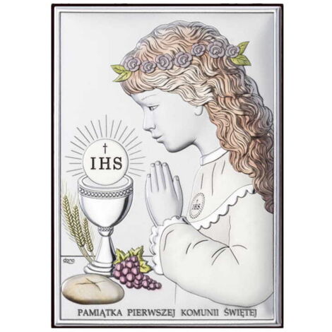 Quadro in argento per bambina come ricordo della sua prima Comunione DS04-CA 7 x 9,5 cm