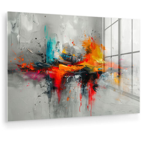 QUADRO IN PLEXIGLASS Arte moderna - Arancione - Grigio - Astratto 60x40 cm