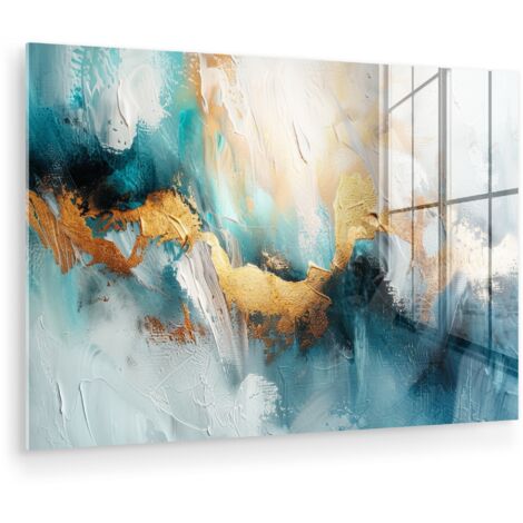 QUADRO IN PLEXIGLASS Astratto - Arte - Oro - Blu 60x40 cm