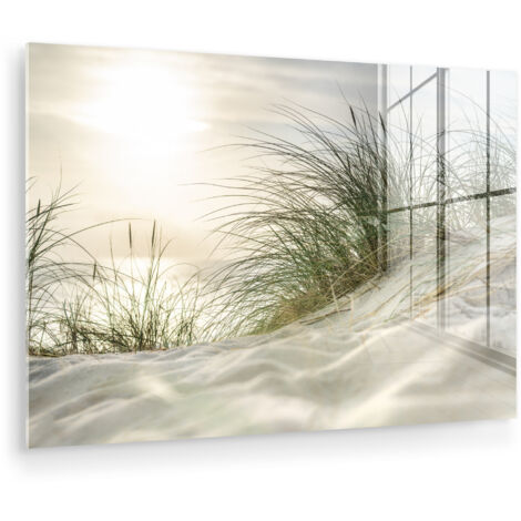 QUADRO IN PLEXIGLASS Dune con erba da spiaggia sotto il sole del Parco Nazionale tedesco Schleswig-Holsteinisches Wattenmeer 60x40 cm