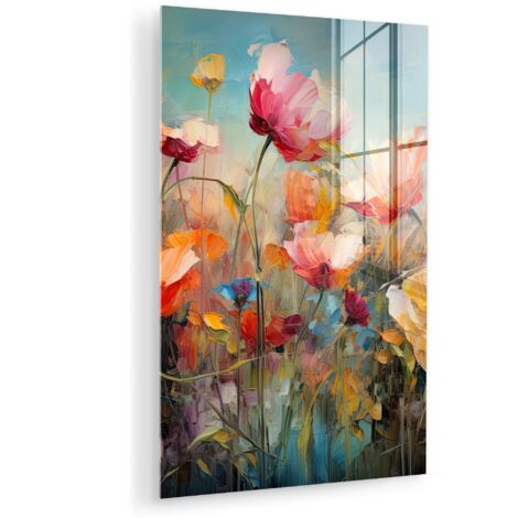 QUADRO IN PLEXIGLASS Fiori - Acquerello - Arte - Botanica - Natura 60x90 cm