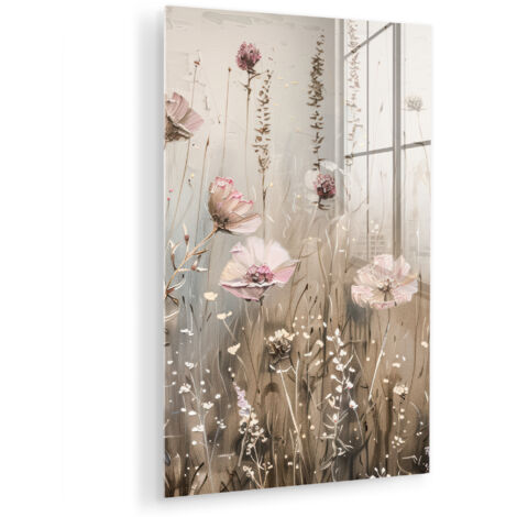 QUADRO IN PLEXIGLASS Fiori - Rosa - Moderno - Beige 40x60 cm