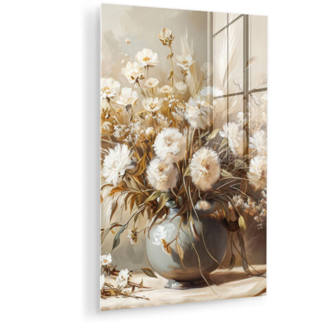 QUADRO IN PLEXIGLASS Fiori - Vaso - Natura morta - Beige 40x60 cm