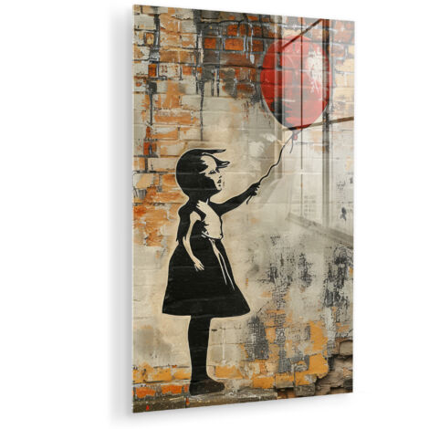 QUADRO IN PLEXIGLASS Graffiti - Banksy - Ragazza - Arte di strada 40x60 cm