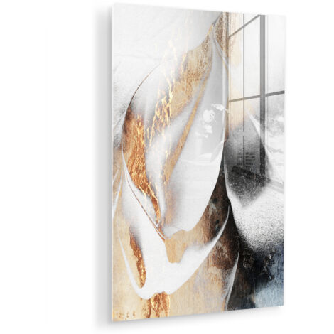 QUADRO IN PLEXIGLASS Lusso - Astratto - Oro - Bianco 40x60 cm