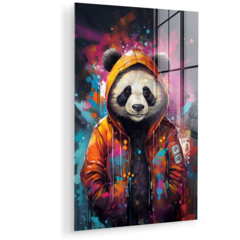 QUADRO IN PLEXIGLASS Panda - Giacca - Graffiti - Arancione 40x60 cm