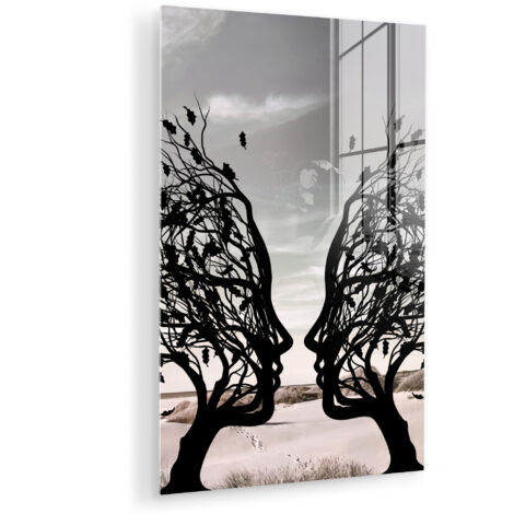 QUADRO IN PLEXIGLASS Spiaggia - Mare - Persone - Albero - Arte moderna 40x60 cm