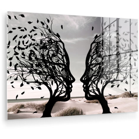 QUADRO IN PLEXIGLASS Spiaggia - Mare - Persone - Albero - Arte moderna 60x40 cm