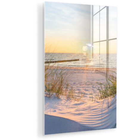 QUADRO IN PLEXIGLASS Spiaggia - Sole - Duna - Erba - Sabbia - Orizzonte 40x60 cm
