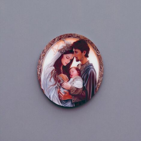 Quadro in vetro temperato D65 cm moderno Colorato - Sacra Famiglia
