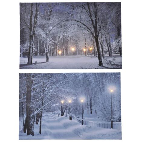 Quadro led paesaggi innevati 58x1,5x38cm 6 led 2 modelli assortiti