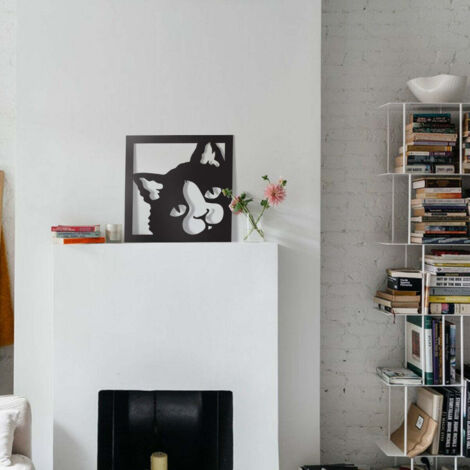 Quadro moderno arredo moderno Quadro Gatto nero traforato Cat 48x 48 cm - Colore: nero