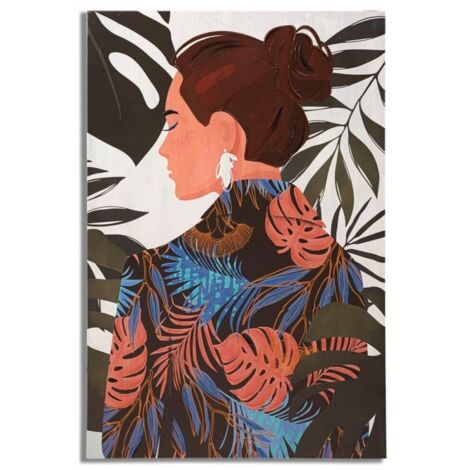 Quadro moderno, stampa dipinta 80x3x120cm Lady Jungle B