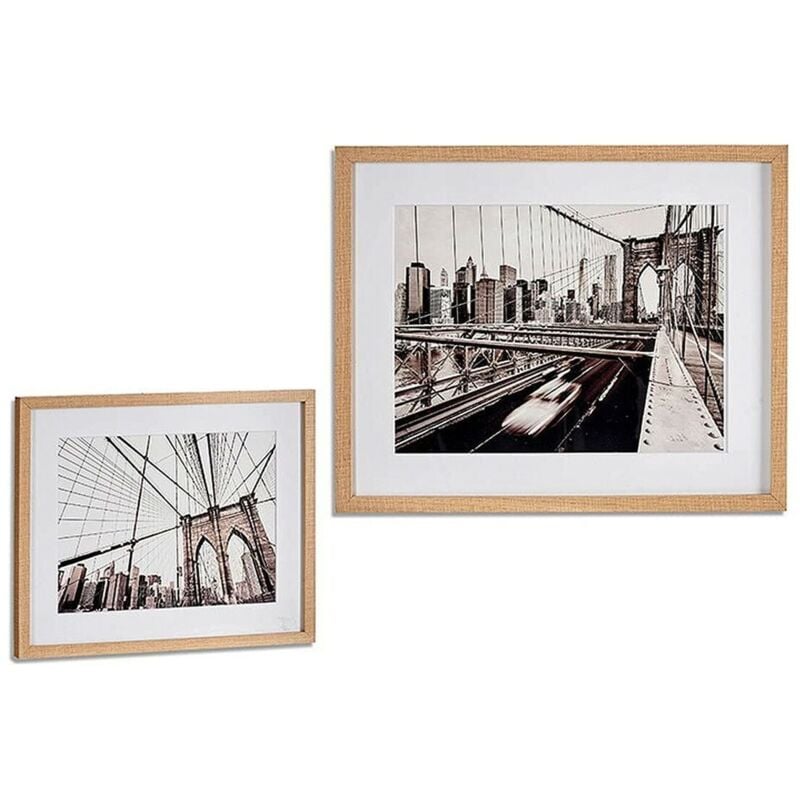 Quadro Gift Decor Marrone Legno Vetro 43 x 3 x 53 cm Ponte