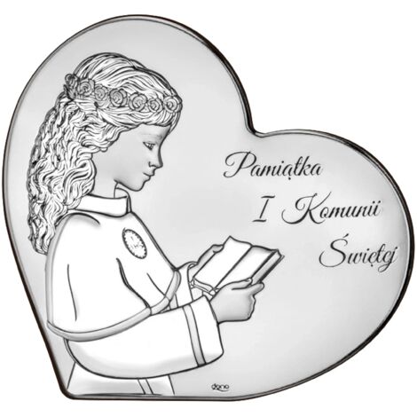 Quadro ricordo Prima Comunione in argento per bambina con incisione DS156-A 8 x 7 cm