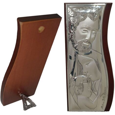 Quadro sacra famiglia argento 925 legno idea regalo icona per casa bomboniera bimbo bimba comunione cresima poggiare appendere