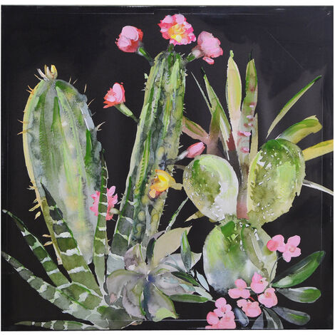 Quadro stampa cactus nero cm 80x80x3