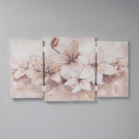 Quadro stampa su tela a TRIS 70x140 cm telaio in legno con disegno floreale