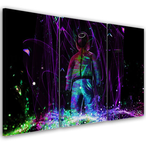 Quadro su tela 3 paneli, Giocatore al neon - 60x40