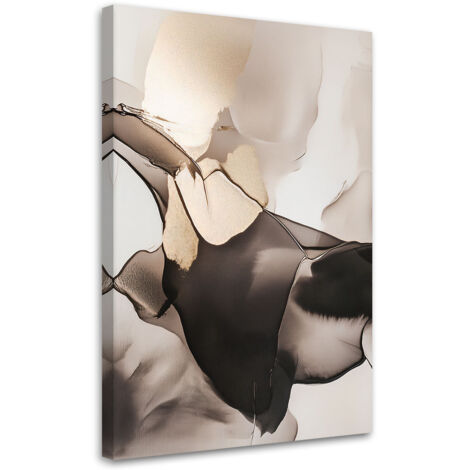 Quadro su tela, 3D Astratto Beige Marrone Moderno - 80x120