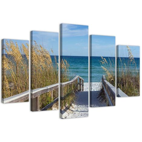 Quadro su tela 5 paneli Mare Spiaggia Natura - 200x100