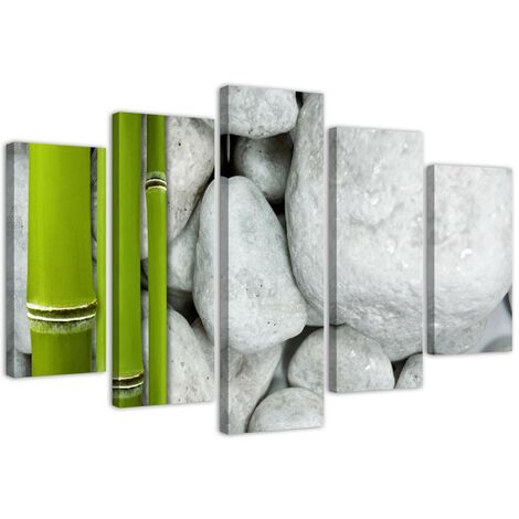 Quadro su tela 5 paneli Zen Stones Bamboo Spa - 100x70