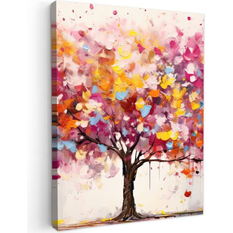 QUADRO SU TELA Acquerello - Albero - Arte - Astratto 60x80 cm