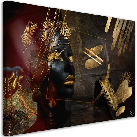 Quadro su tela, African Woman Gold Abstraction - 60x40