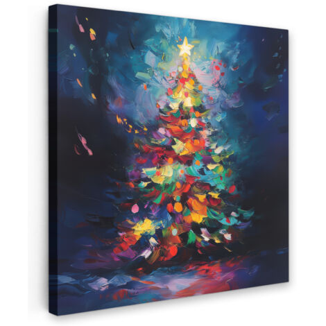 QUADRO SU TELA Albero di Natale - Natale - Astratto - Colorato 20x20 cm