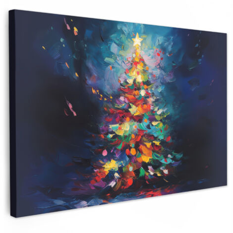 QUADRO SU TELA Albero di Natale - Natale - Astratto - Colorato 30x20 cm