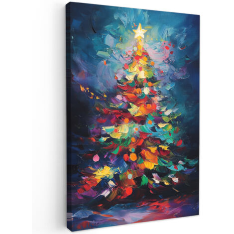 QUADRO SU TELA Albero di Natale - Natale - Astratto - Colorato 60x90 cm