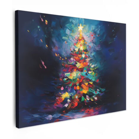 QUADRO SU TELA Albero di Natale - Natale - Astratto - Colorato 80x60 cm